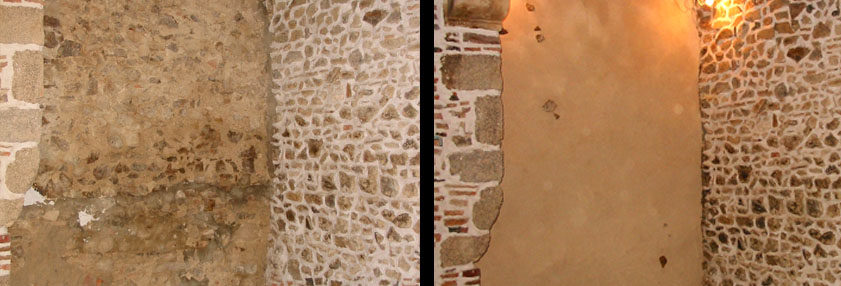 mur de pierre enduit argilus